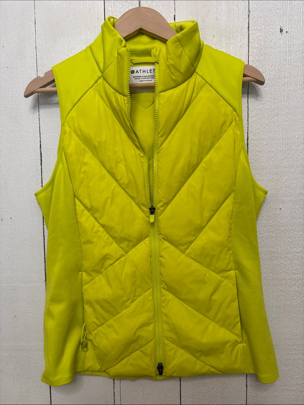 Athleta Neon Yellow Down Quilted Active Vest M Medium